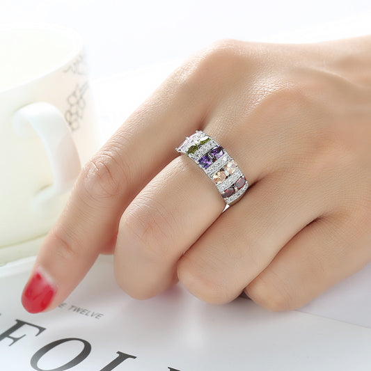 Anillo Plata Zirconia Cubica Multi-Color
