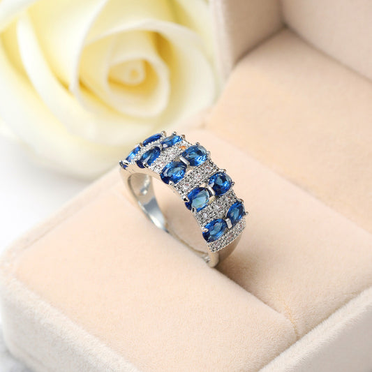 Anillo Plata Zirconia Cubica Azul