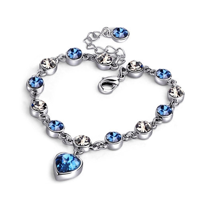 Pulsera Plata Blue Heart Zafiro