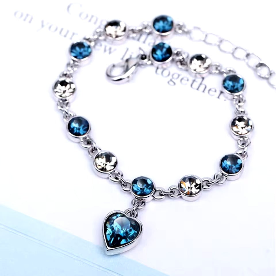 Pulsera Plata Blue Heart Zafiro