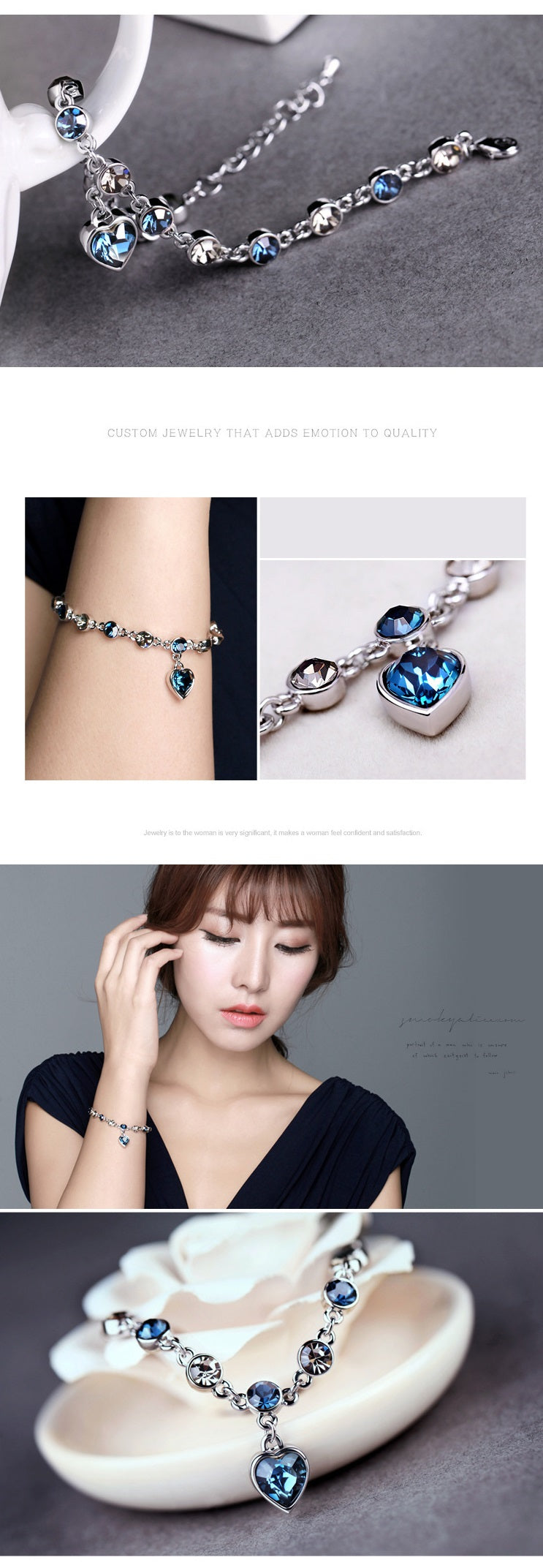 Pulsera Plata Blue Heart Zafiro
