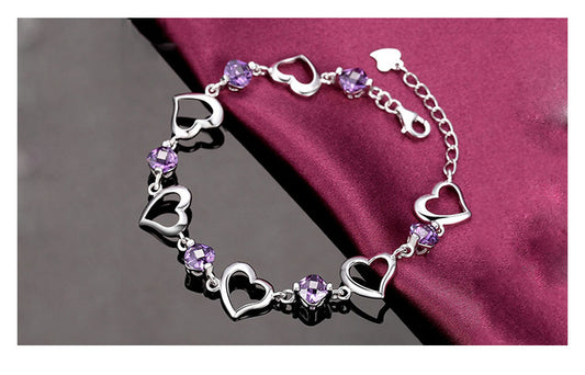 Pulsera Plata Corazón de Amatista