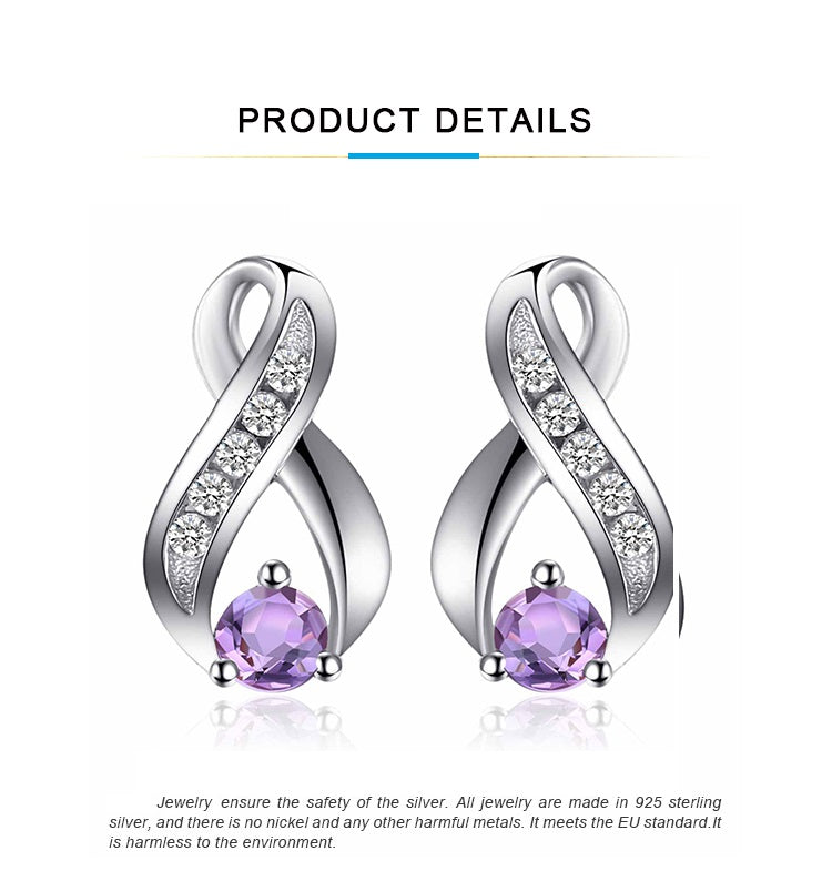 Pendientes Plata Amatista Gota