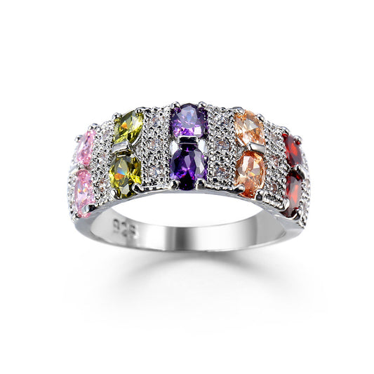 Anillo Plata Zirconia Cubica Multi-Color