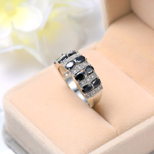 Anillo Plata Zirconia Cubica Negra
