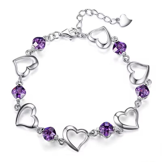 Pulsera Plata Corazón de Amatista