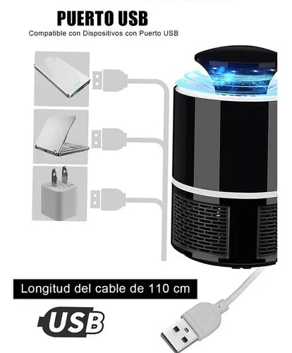 Mata Mosquitos Para Interior o Exterior USB con Luz Led Foto Catalitica