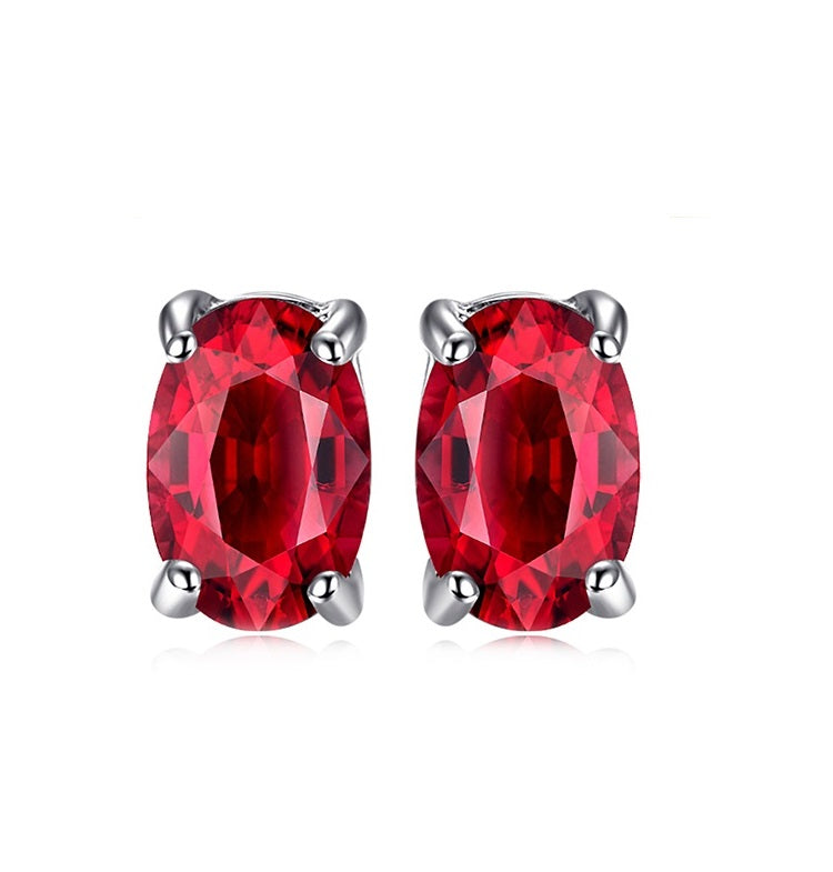 Pendientes Plata Rubi Oval