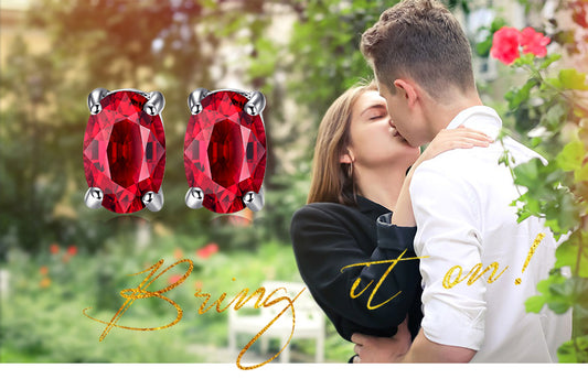 Pendientes Plata Rubi Oval