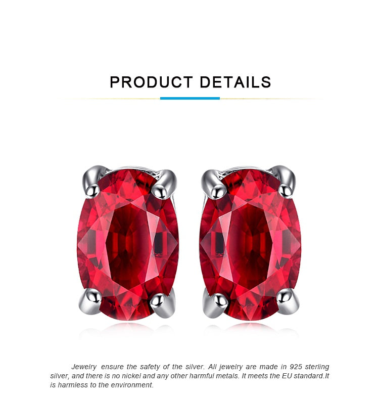 Pendientes Plata Rubi Oval