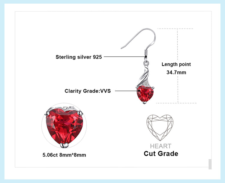 Pendientes Plata Rubi Love Heart