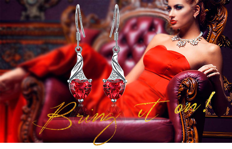 Pendientes Plata Rubi Love Heart