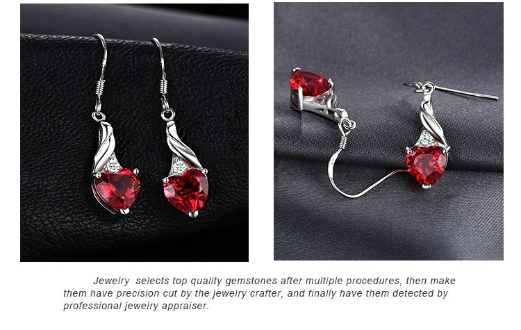 Pendientes Plata Rubi Love Heart